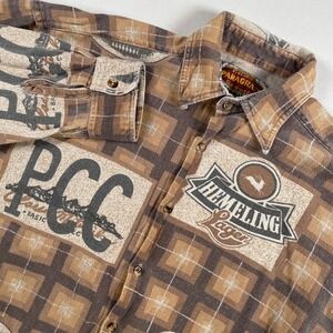 VTG Paragraff Clothing Co. Button-Up Shirt Novelty Print Plaid Flannel Mens Flaw